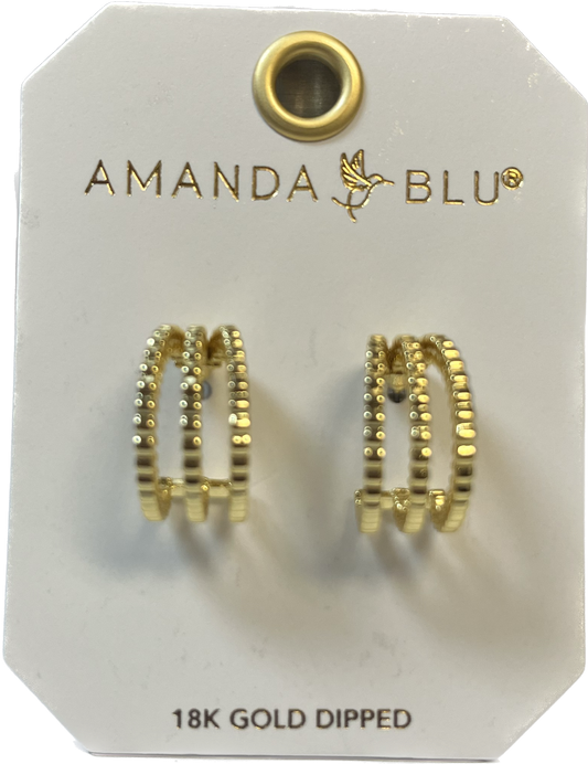 Amanda Blu Gold Mia Polished Triple Hoop Huggie