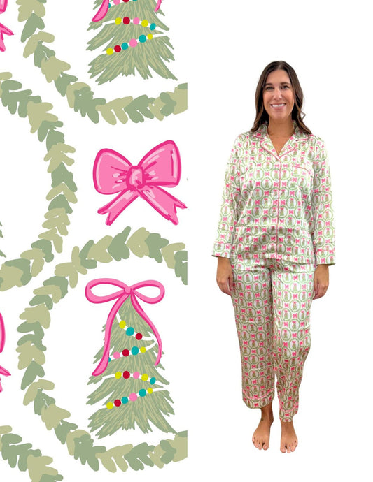 Jane Marie Pink Christmas Cheer Satin Pajamas