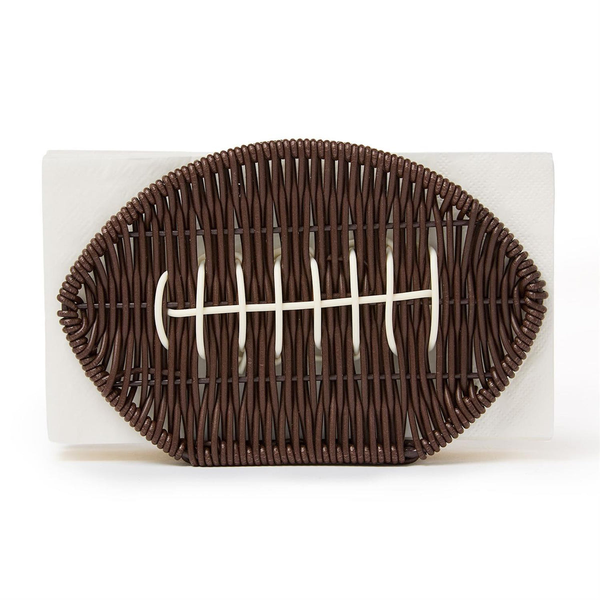 Two's Company Game Day Football Napkin Holder - Faux Wicker