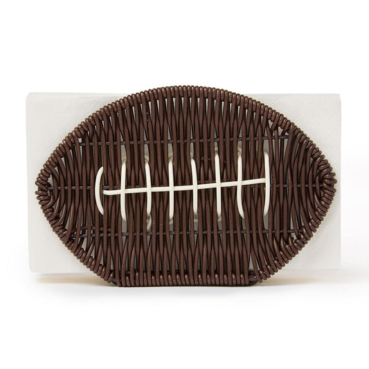 Two's Company Game Day Football Napkin Holder - Faux Wicker