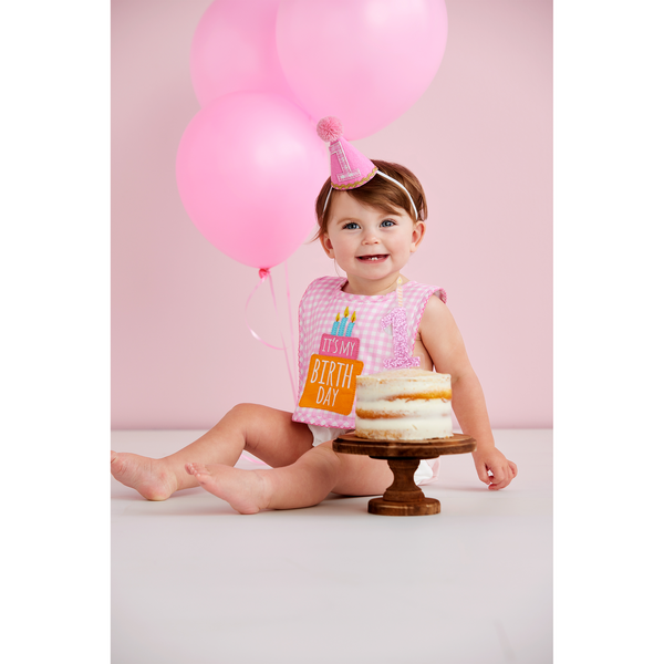 MUD PIE PINK GINGHAM CAKE SMASH SET