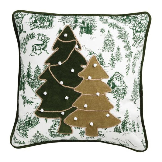 MUD PIE GREEN TOILE TREES PILLOW