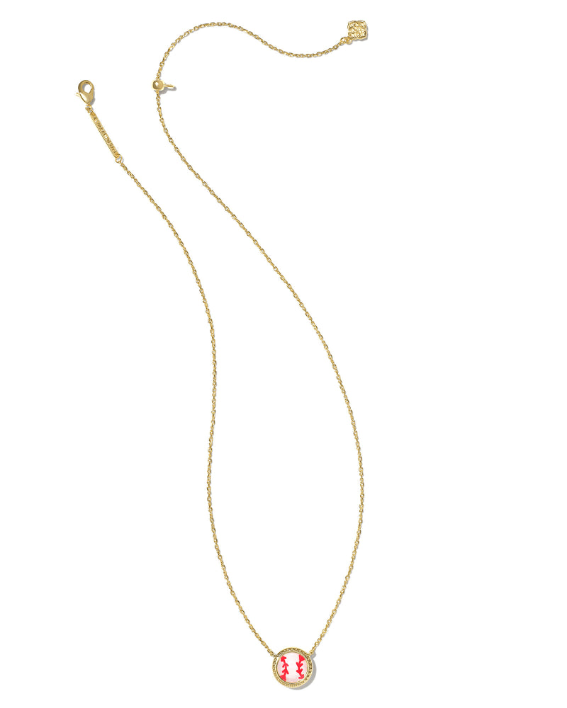 Kendra Scott Baseball Gold Short Pendant Necklace in Ivory Mother-of-