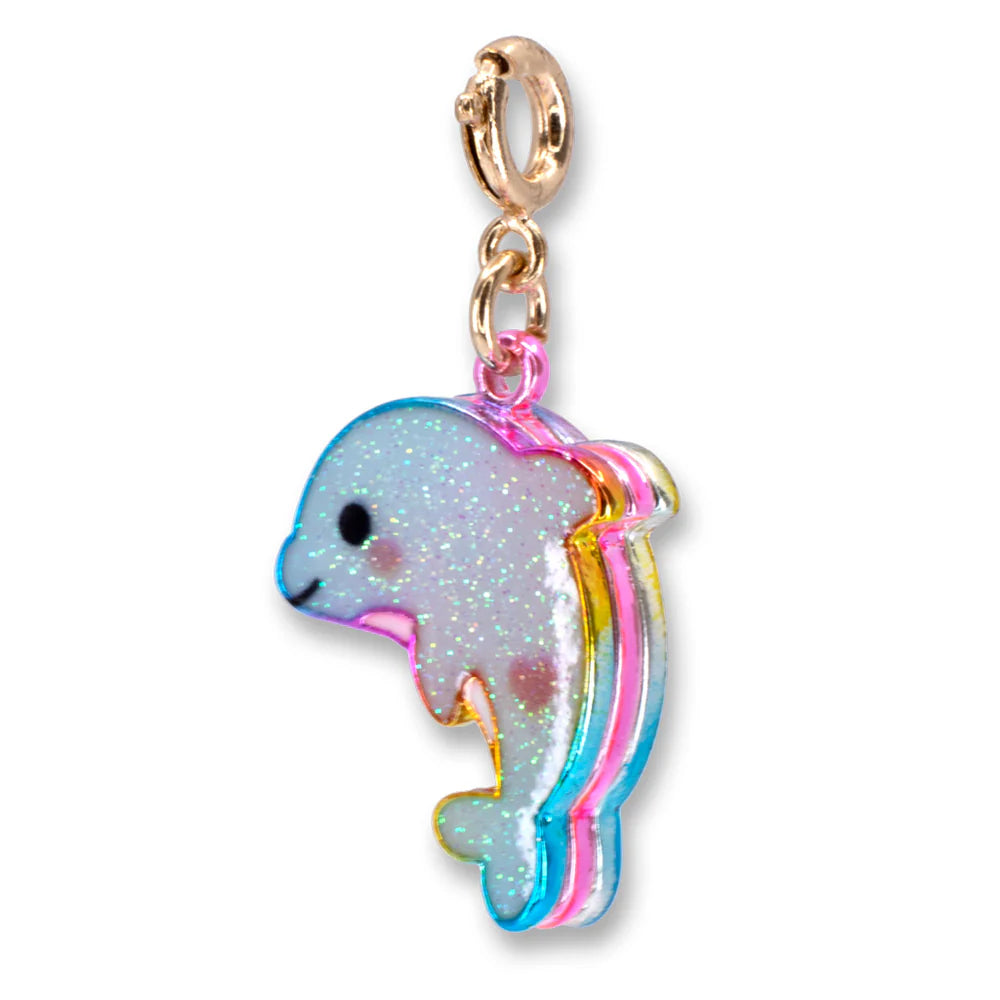 Charm It! Gold Glitter Tie-Dye Dolphin Charm