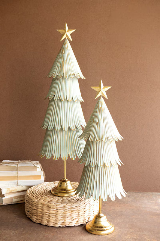 Kalalou Antique Gold Metal Christmas Topiaries