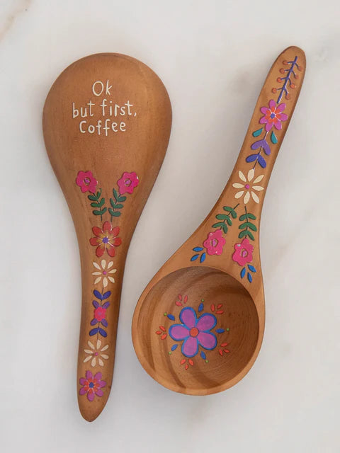 Natural Life Wooden Coffee Scoop - But First Coffee