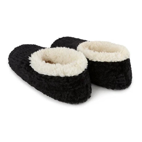 Snoozies! Womens Teddy Bear Faux Fur Slipper With Memory Foam Sole Black