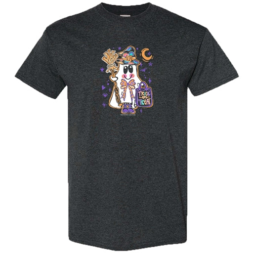 SC Soft Trick Or Treat Ghost Front Print - Dark Heather