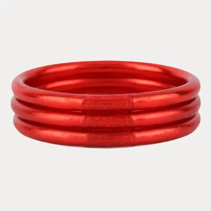 BuDhaGirl Crimson All Weather Bangles® (Set of 3) - Serenity Prayer-Medium