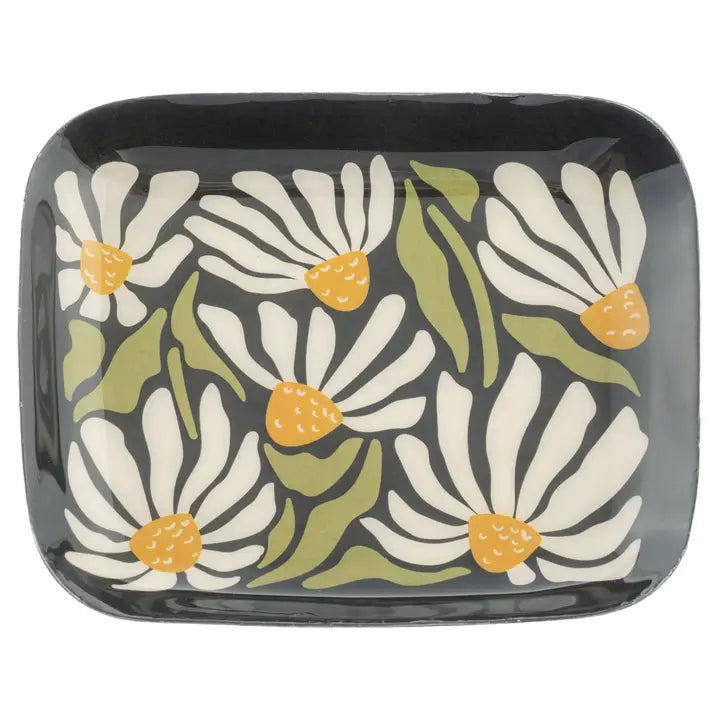 Karma Small Rectangle Enamel Trays-Daisies