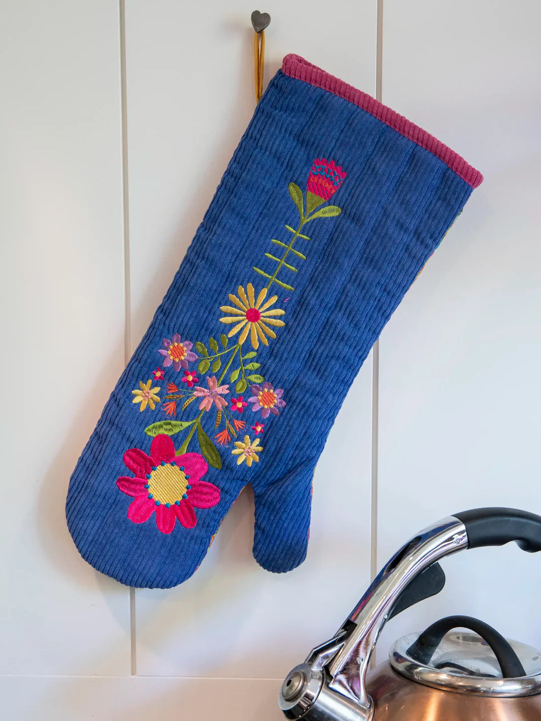 Natural Life Bake Happy Double-Sided Oven Mitt-Blue Folk Flower Patchwork