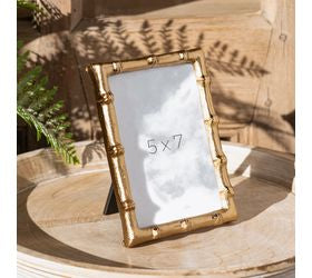 Pd HOME & GARDEN 5" X 7" GOLD BAMBOO STYLE PHOTO FRAME