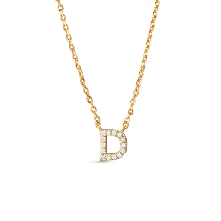 Amanda Blu Gold Cz Initial Necklace - D