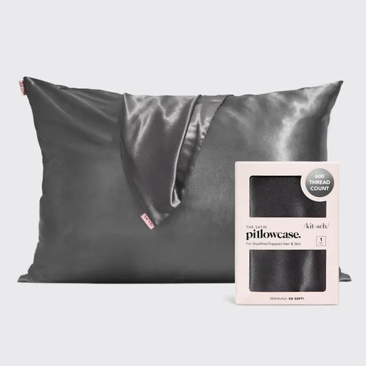 Kitsch Satin Pillowcase Standard - Charcoal