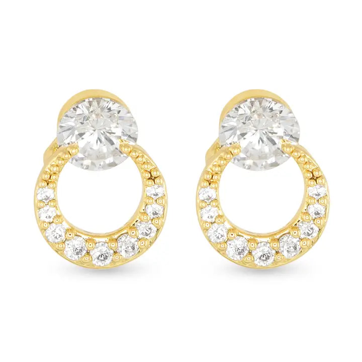 Amanda Blu Gold Cz Half Moon Earrings