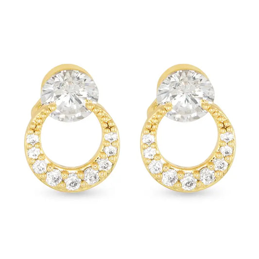 Amanda Blu Gold Cz Half Moon Earrings