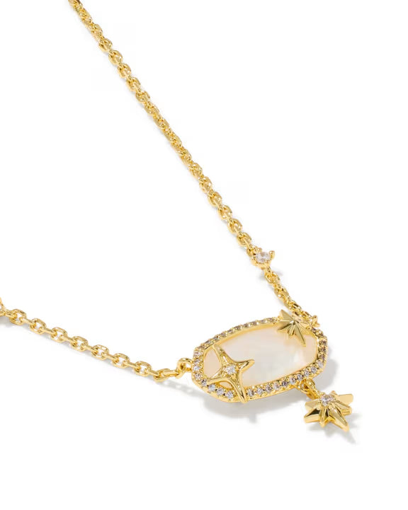 KENDRA SCOTT ELISA STAR SHORT PENDANT NECKLACE GOLD CRYSTAL IVORY ILLUSION