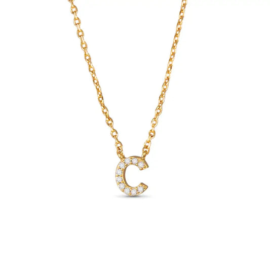 Amanda Blu Gold Cz Initial Necklace - C