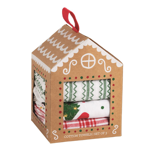 Mud Pie Santa In Sled Gingerbread House Towel Set