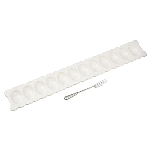 MUD PIE DEVILED EGG TRAY & FORK SET