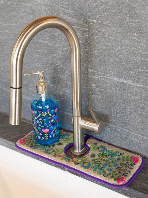 Natural Life Reversible Faucet Sink Mat-Turquoise Floral