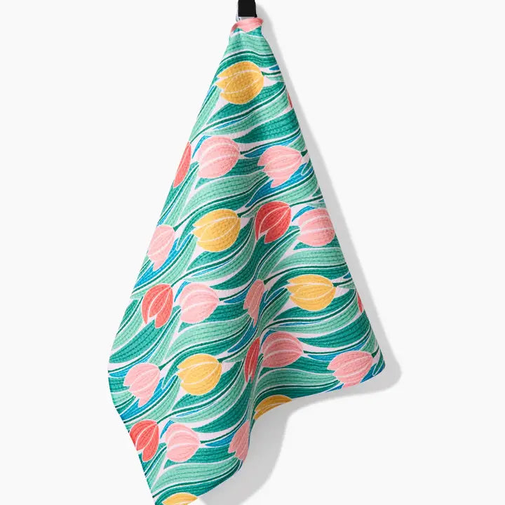 Geometry Tranquil Tulips Tea Towel
