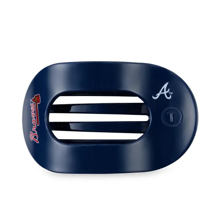 Teleties Flat Round Hair Clip | Large | Atlanta Braves