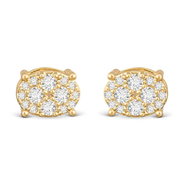 Amanda Blu Pave Oval Stud - Gold