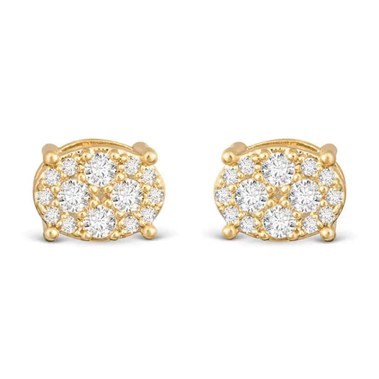 Amanda Blu Pave Oval Stud - Gold
