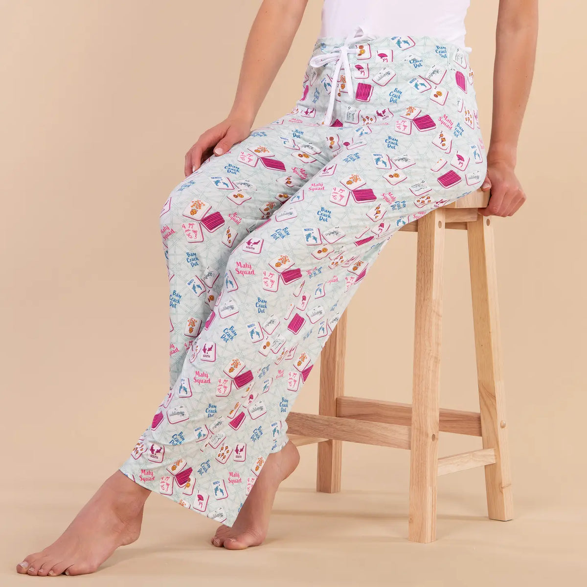 Amanda Blu Mahj Squad Pajama Pants | Soft Teal Mahjong Pj Bottoms