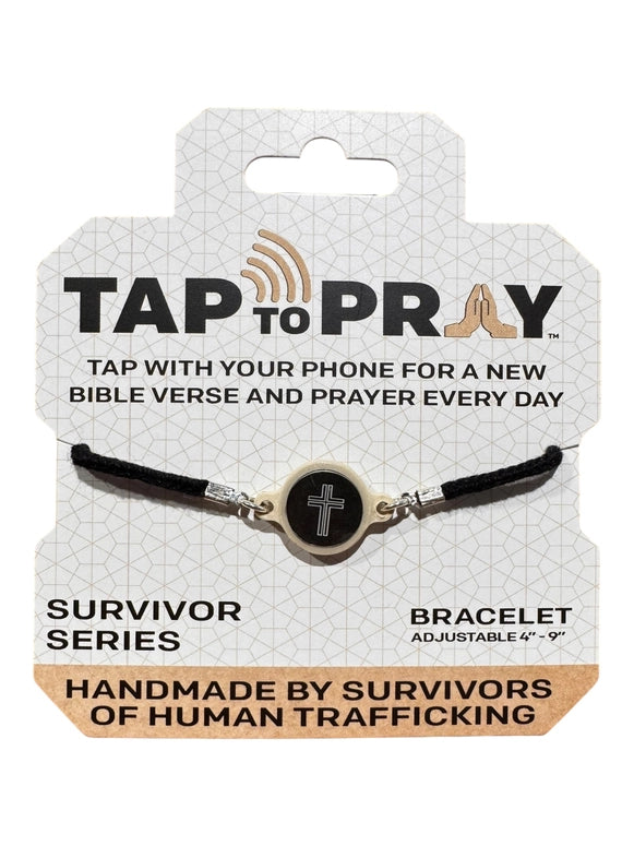 Versible Tap To Pray™ - Survivor Series Handmade Bracelets-Onyx + Cross