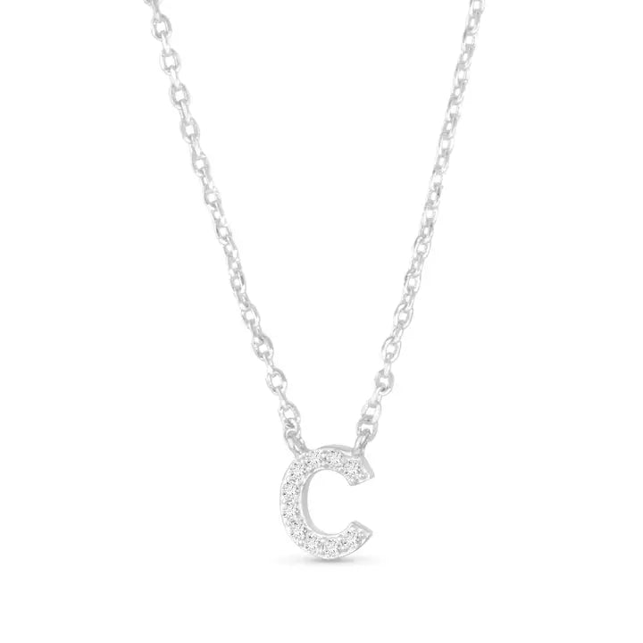 Amanda Blu Silver Cz Initial Necklace - C