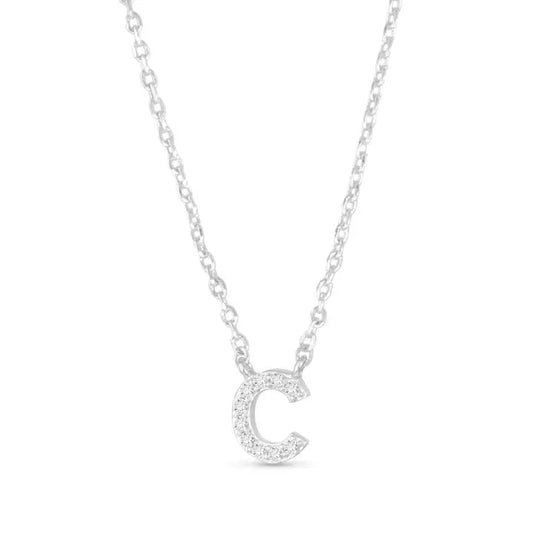 Amanda Blu Silver Cz Initial Necklace - C