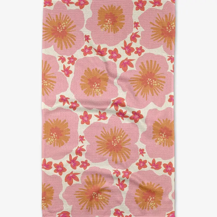 Geometry Hibiscus Sunset Tea Towel