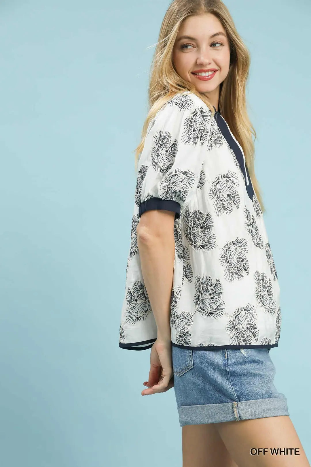 Umgee Embroidered V-Neck Top