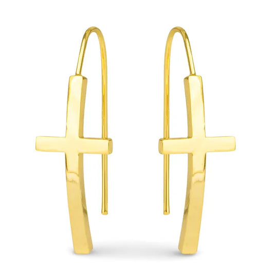 Amanda Blu Gold Maria Polished Cross Drops