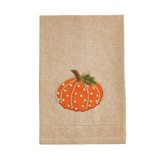 MUD PIE ORANGE PUMPKIN FRENCH KNOT TOWEL