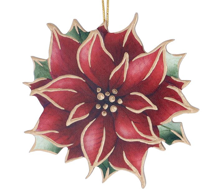 BURTON + BURTON WOODEN POINSETTIA ORNAMENT