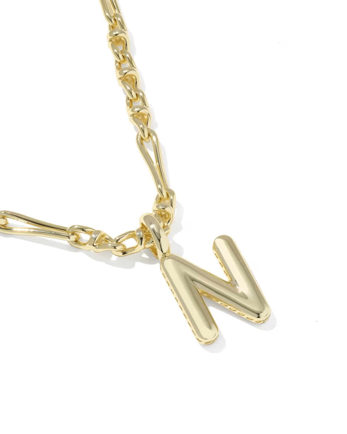 KENDRA SCOTT BUBBLE LETTER N SHORT PENDANT NECKLACE GOLD