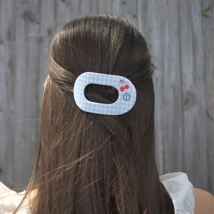 Teleties Flat Round Hair Clip | Small | Basket of Cherries