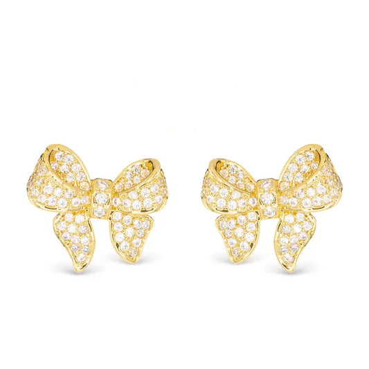 Amanda Blu Gold Cz Bow Earrings