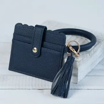 Lauren Lane Bridgette Bangle Keychain with Card Holder-Navy