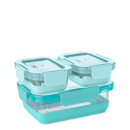 Swig Life Aqua 3pc Glass Food Storage Set (Medium)