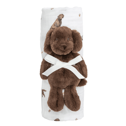 MUD PIE LAB SWADDLE AND RATTLE SET
