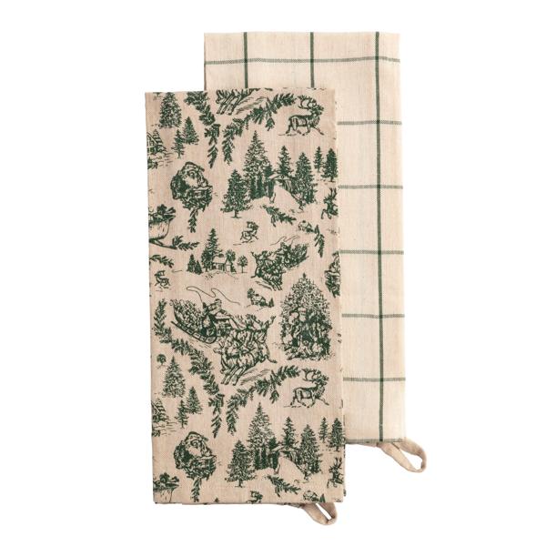 MUD PIE TOILE CHRISTMAS TOWEL SET