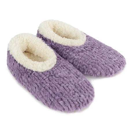Snoozies! Womens Teddy Bear Faux Fur Slipper With Memory Foam Sole Purple