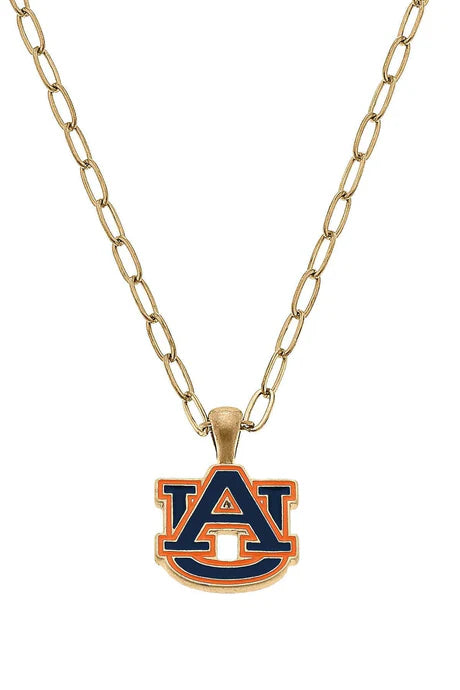 Canvas Style Auburn Tigers Enamel Pendant Necklace