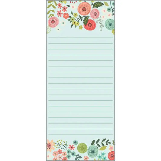 Gina B List Pad - Teal and Coral Flowers