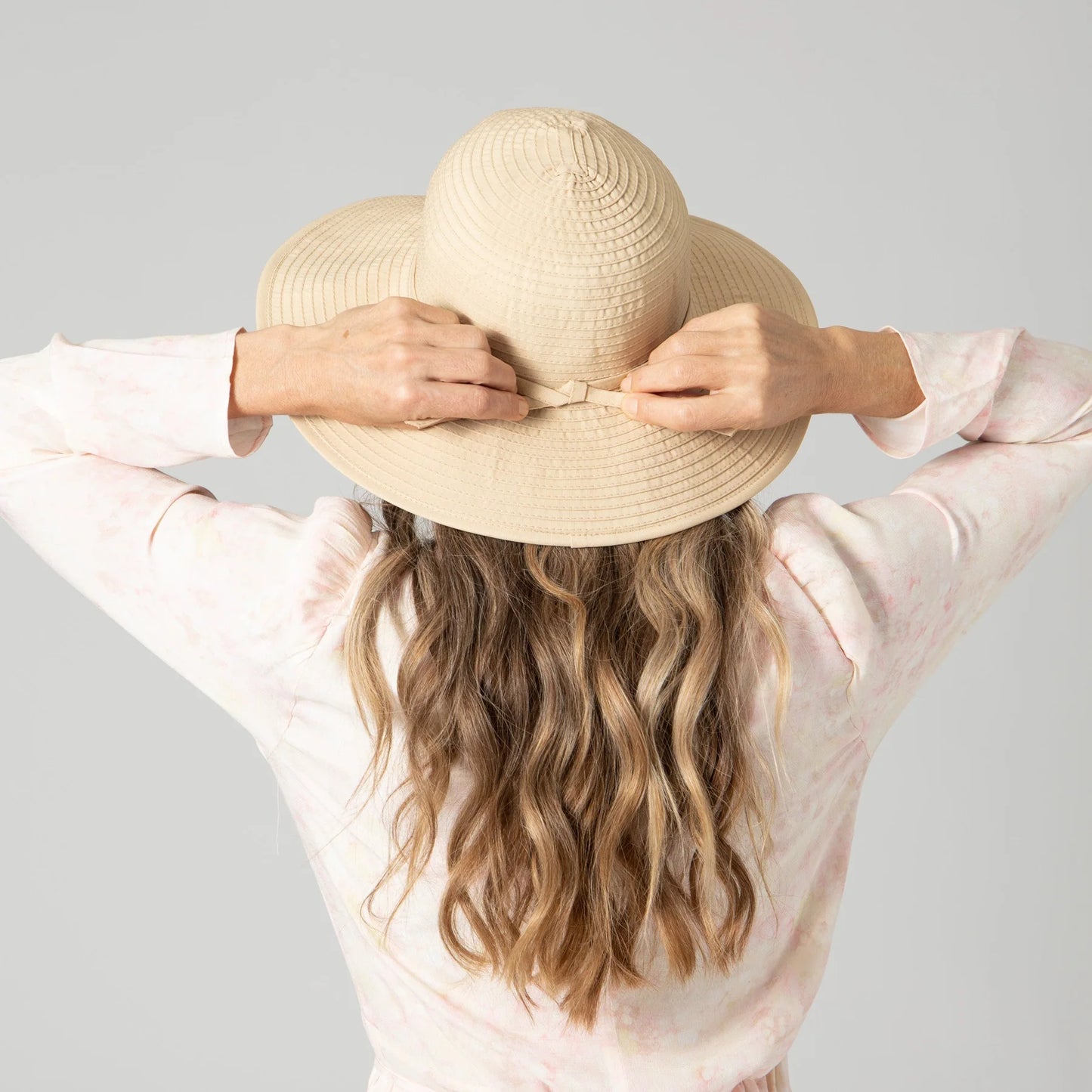 San Diego Hat Women's Ribbon Medium Brim Floppy-Beige