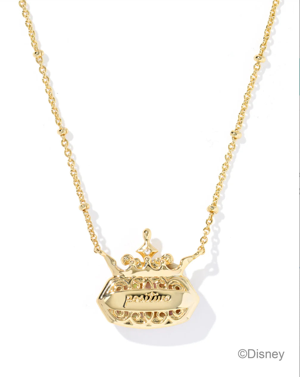 KENDRA SCOTT DISNEY ELISA PRINCESS SHORT PENDANT NECKLACE GOLD LIGHT PINK IRIDESCENT ABALONE
